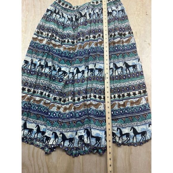 Phool Skirt One Size Boho Vtg Festival Hippie Horses Midi Flowy Aztec Tribal - Picture 4 of 5